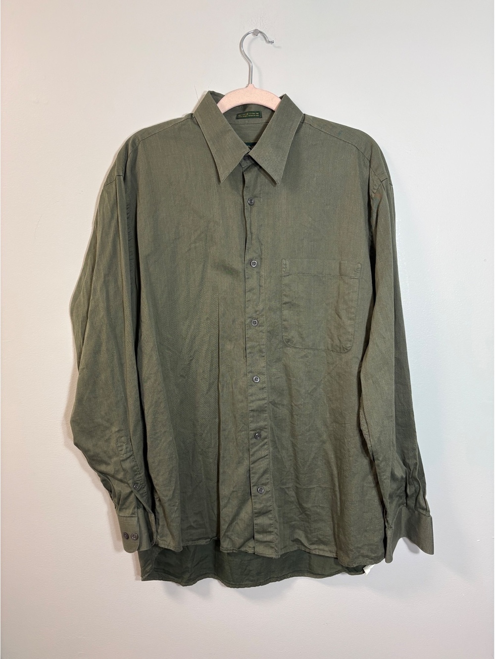 Principe Dress Shirt Mens 16 34/35 Olive Green Extra Fine Cotton Made In Italy